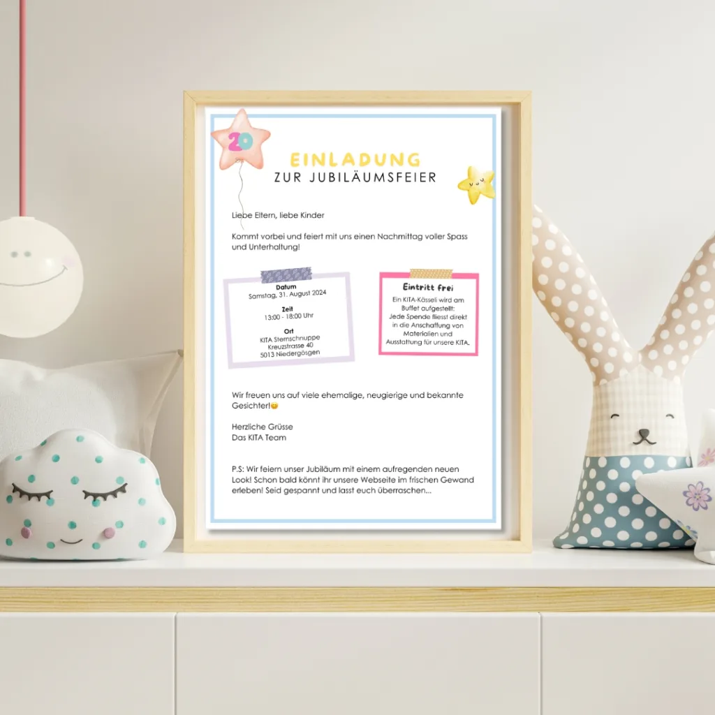Einladung Jubiläumsfeier, gestaltet durch 180grad