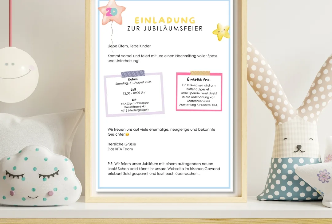 Einladung Jubiläumsfeier, gestaltet durch 180grad